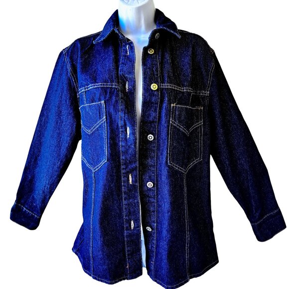 Zara Button Front Long Sleeve Collared Jean Jacket Blue Womens Extra Small XS - Picture 6 of 15